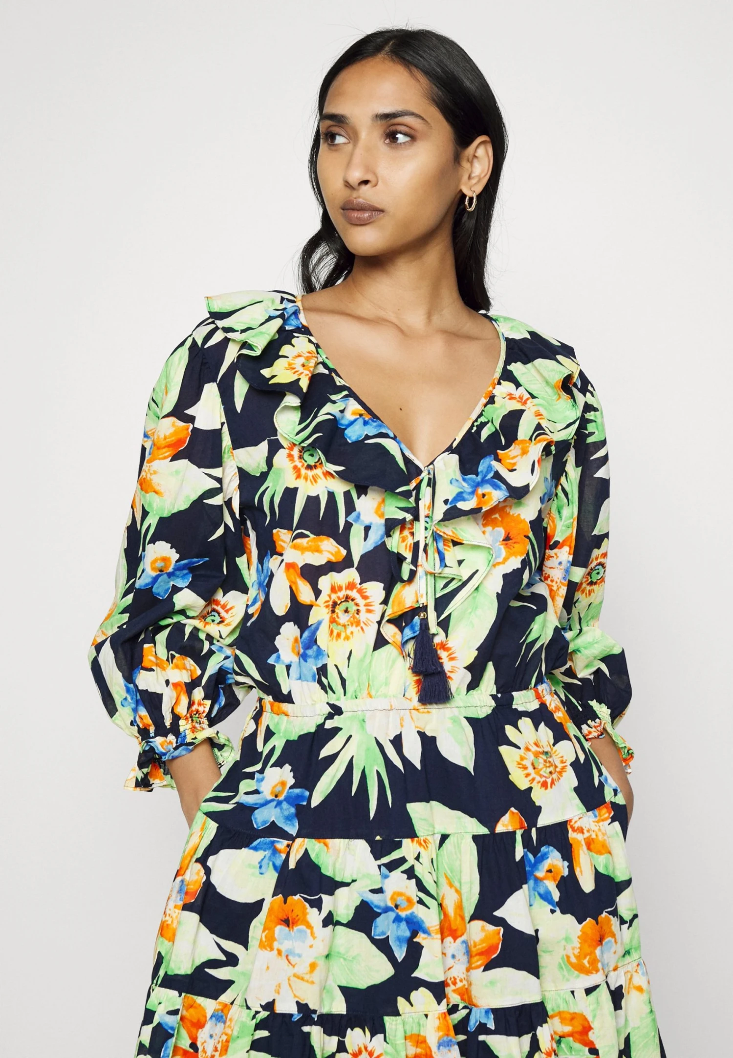 Lauren Ralph Lauren Ceporah Long Sleeve Day Dress - Jurk - Navy Multi 4 Lauren Ralph Lauren Ceporah Long Sleeve Day Dress - Jurk - Navy Multi - Afbeelding 4