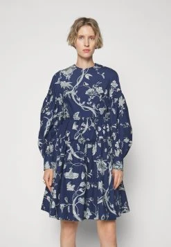 Erdem Long Sleeve Tiered With Volume Hem - Cocktailjurk - Vine Indigo -dress shop d845bc6964e448c98ea0b4687a5be020
