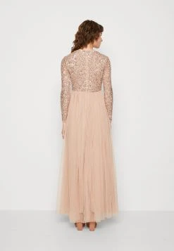 Maya Deluxe Long Sleeve Delicate Midaxi Dress - Galajurk - Taupe Blush -dress shop dac20329434641f5b45a3ac5f183280c