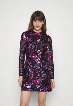 ML Monique Lhuillier Long Sleeve Sequin Short Dress - Cocktailjurk - Black