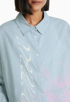 BERSHKA Long Sleeve Striped - Overhemdblouse - Blue -dress shop db089b3bc19a4aac9545009c9ab7aff5