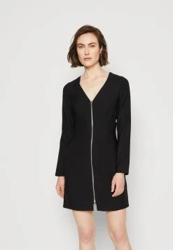 Calvin Klein Jeans Long Sleeve Zipped Mini Dress - Jurk - Black