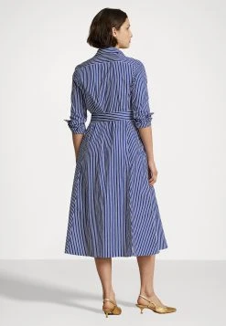 Polo Ralph Lauren Long Sleeve Day Dress - Blousejurk - Bright Navy/ White -dress shop e66e441cfcd7424394d769af42fa4b03