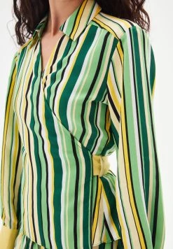 AdL Long Sleeve Patterned- Blouse - Striped Green -dress shop eac4dc53a13846f582a1714877d4f468