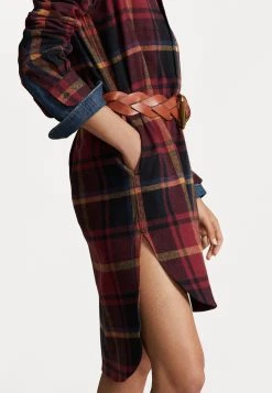 Polo Ralph Lauren Long Sleeve Day Dress - Blousejurk - Red Multi Fall Plaid -dress shop eb2d1ab91da74cbeb42652d90bf71f48