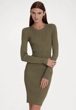 Lauren Ralph Lauren Geojinay Long Sleeve Day Dress - Gebreide Jurk - Olive Fern