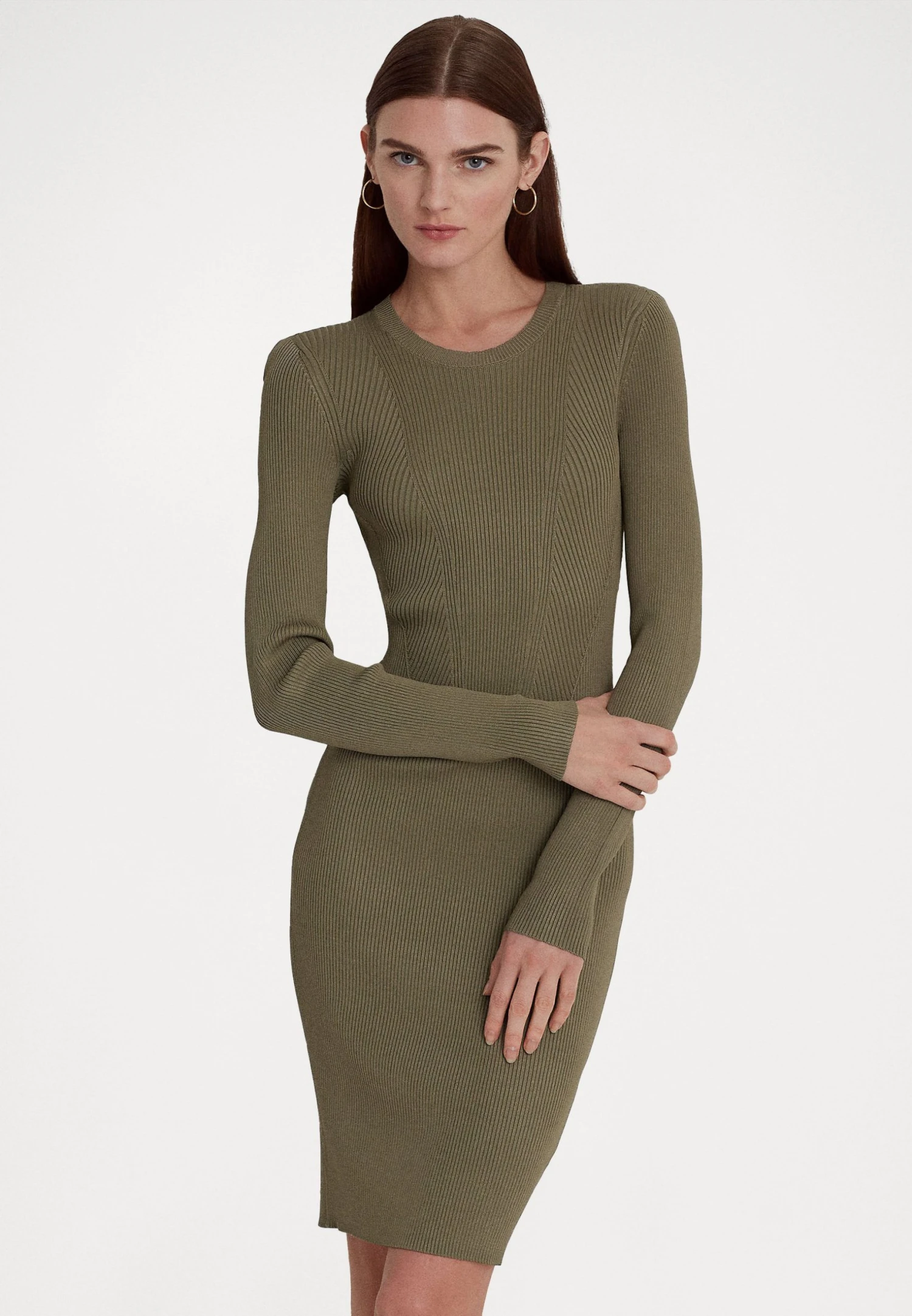 Lauren Ralph Lauren Geojinay Long Sleeve Day Dress - Gebreide Jurk - Olive Fern 1 Lauren Ralph Lauren Geojinay Long Sleeve Day Dress - Gebreide Jurk - Olive Fern