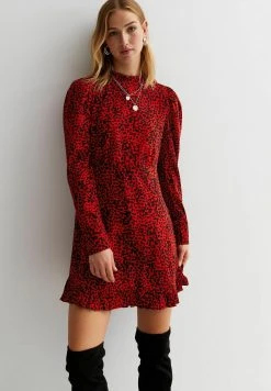 New Look Abstract Long Sleeve- Jurk - Red Pattern