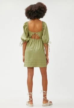 Koton Square Neck Long Sleeve - Jurk - Khaki -dress shop f11d076e4b1c49c69e82cdb1bacd7f01