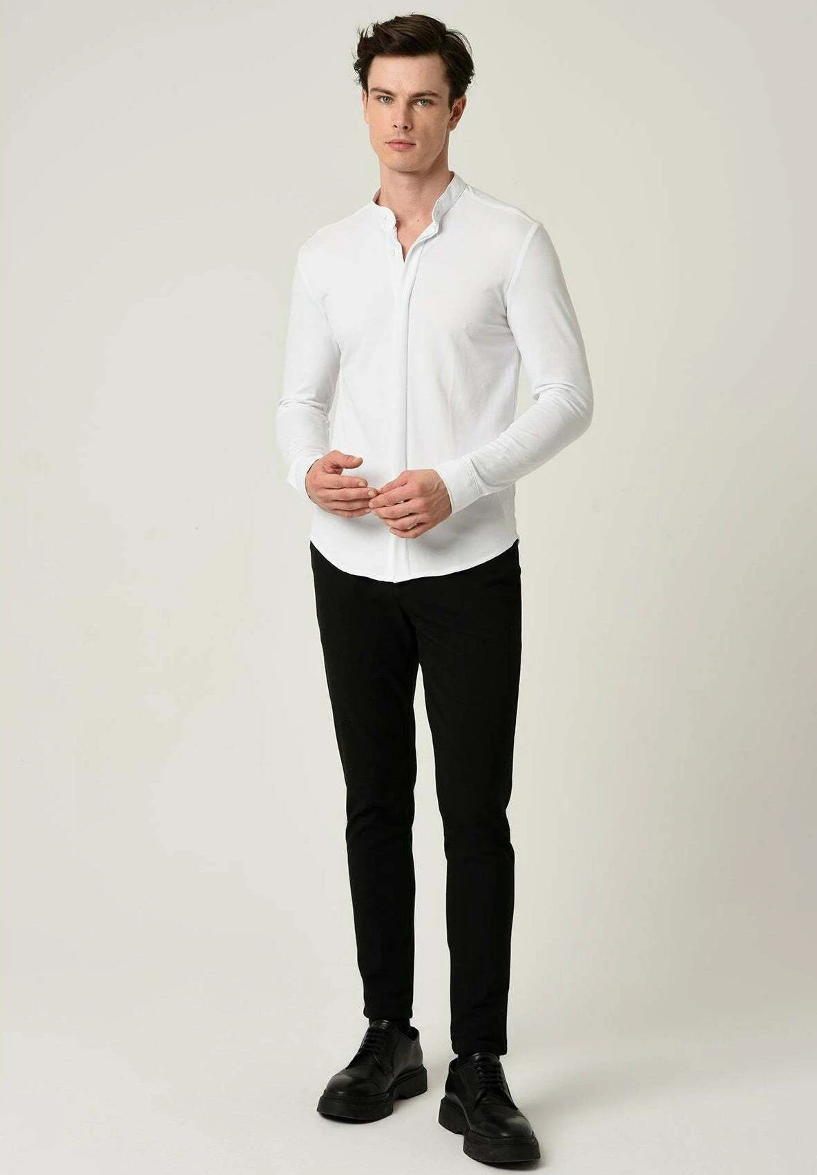 Antioch Grandad Collar Hidden Button Long Sleeve- Overhemd - White 4 Antioch Grandad Collar Hidden Button Long Sleeve- Overhemd - White - Afbeelding 4