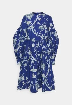 Erdem Long Sleeve Tiered With Volume Hem - Cocktailjurk - Vine Indigo -dress shop f567bc7d383346a88e71844b507431a6