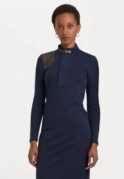 Lauren Ralph Lauren Alzena Long Sleeve Day Dress - Jerseyjurk -Navy