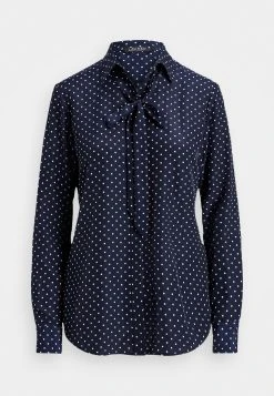 Lauren Ralph Lauren Katazrina Long Sleeve Button Front Shirt - Overhemdblouse - Navy/Cream -dress shop f735bd9918be41e78b4f92e2830a37e6