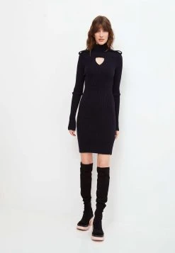 CESARE GASPARI High Neck Long Sleeve - Etui-Jurk - Black