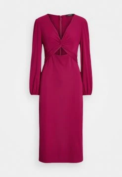 Lauren Ralph Lauren Lizbel Long Sleeve Day Dress - Jerseyjurk - Fuchsia Berry -dress shop faeacbe8b9ca4d4888bb67fe1bc9583d