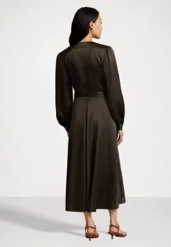 Polo Ralph Lauren Long Sleeve Dress - Cocktailjurk - Dark Brown -dress shop fec1e4701d2d4f9aa6bf41feb8014049
